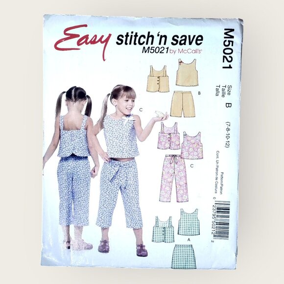 McCalls Stitch 'n Save Sewing Pattern 5021 Girls Top Skort Shorts Capris Sz 7-12 - Picture 1 of 2